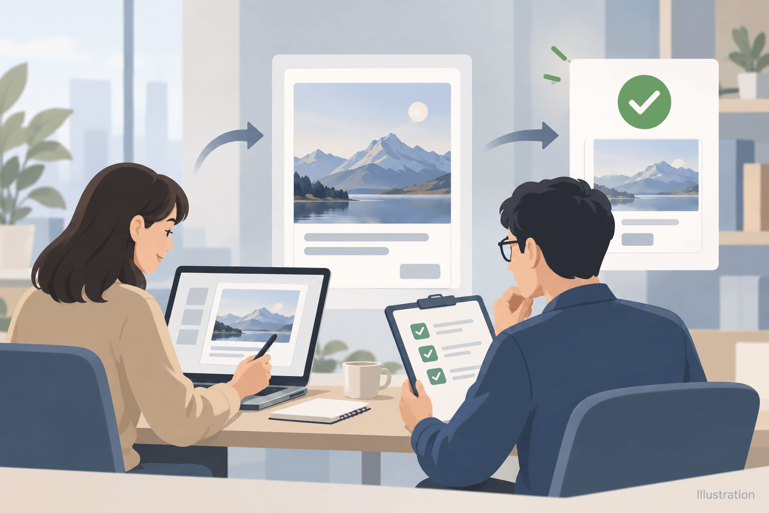 Illustration of an advertising review workflow